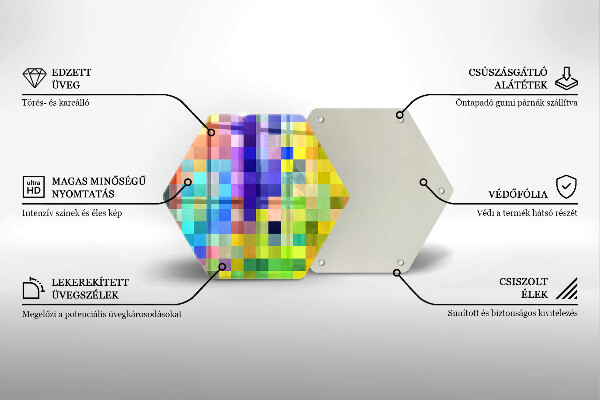 Deska szklana do kuchni Kolorowe kwadraty piksele