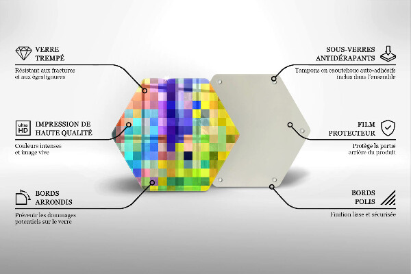 Deska szklana do kuchni Kolorowe kwadraty piksele