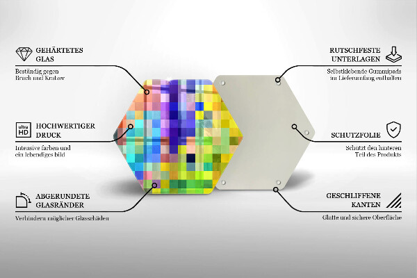 Deska szklana do kuchni Kolorowe kwadraty piksele