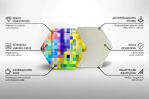 Deska szklana do kuchni Kolorowe kwadraty piksele