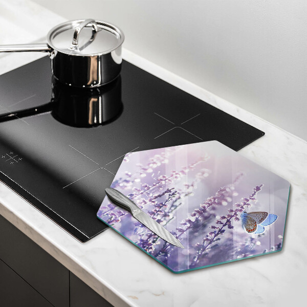 Deska szklana do kuchni Polne kwiaty i motyl