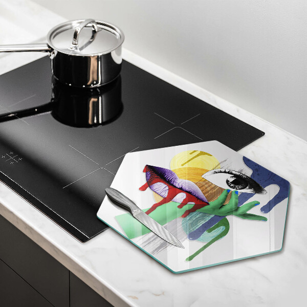 Deska szklana do kuchni Sztuka abstrakcyjny kolaż