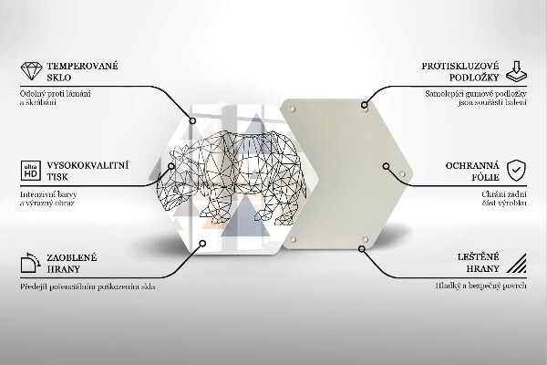 Deska szklana do kuchni Line-art nosorożec