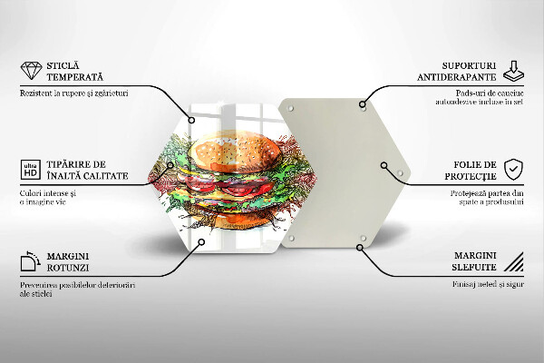 Deska szklana do kuchni Rysunek hamburger