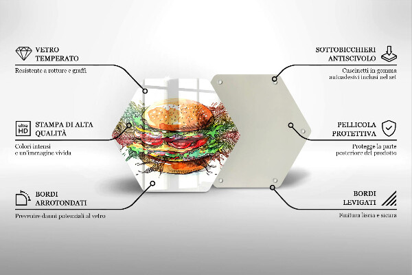 Deska szklana do kuchni Rysunek hamburger