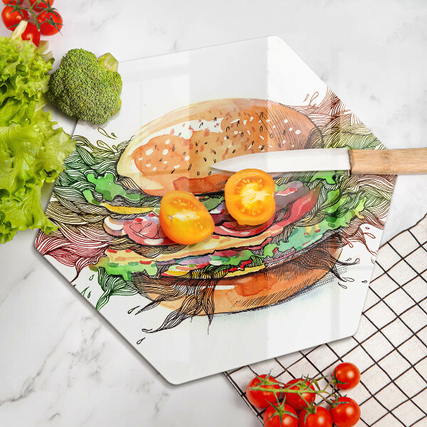 Deska szklana do kuchni Rysunek hamburger