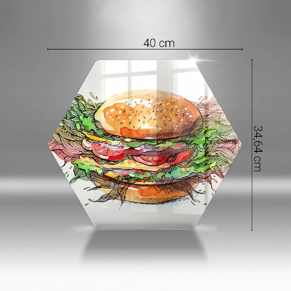 Deska szklana do kuchni Rysunek hamburger