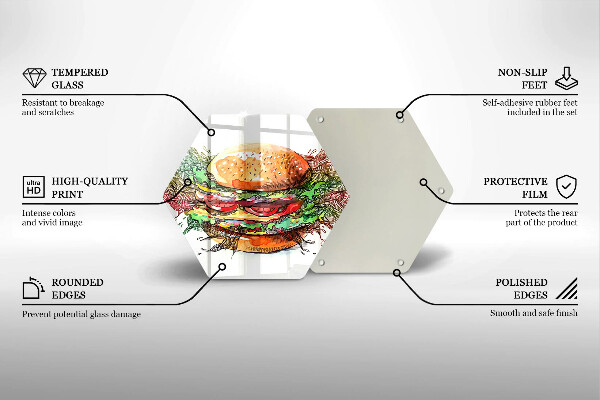Deska szklana do kuchni Rysunek hamburger