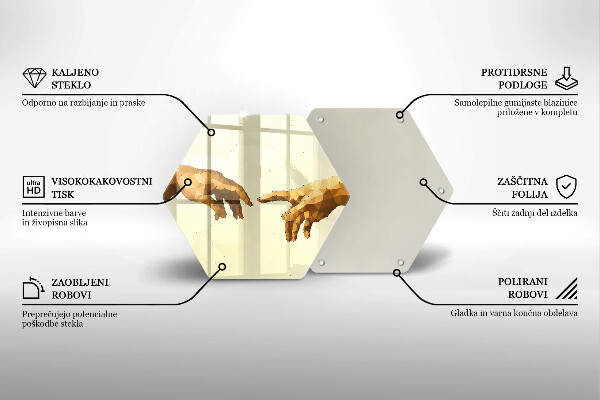 Deska szklana do kuchni Stworzenie Adama dłonie