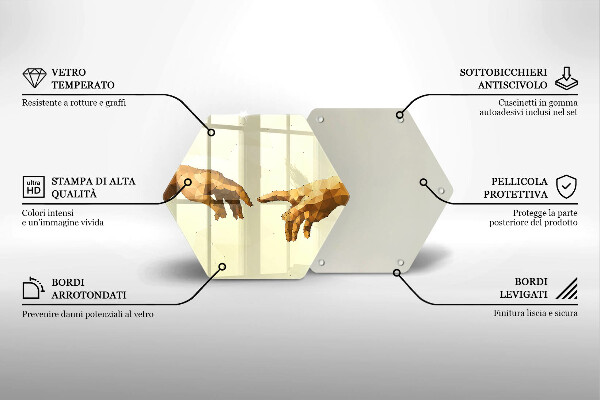 Deska szklana do kuchni Stworzenie Adama dłonie