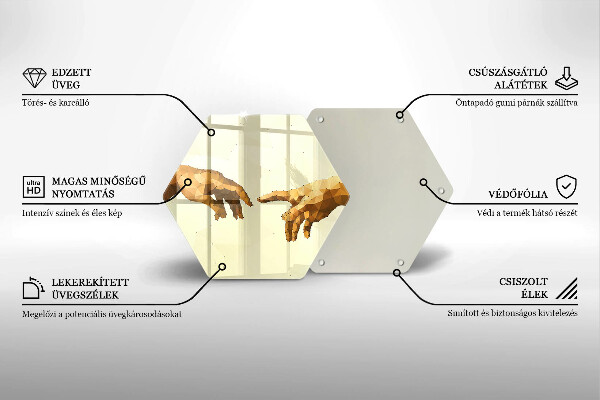 Deska szklana do kuchni Stworzenie Adama dłonie