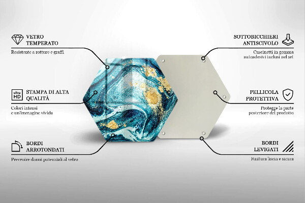 Deska kuchenna Błękitna abstrakcja złoto
