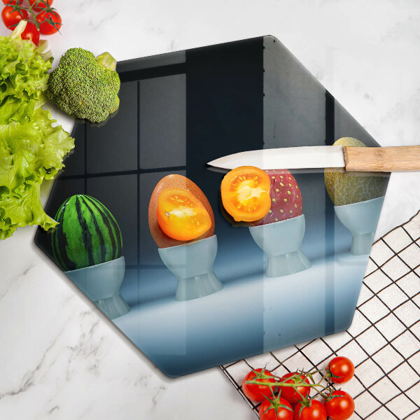 Deska szklana do kuchni Abstrakcja owoce jajka