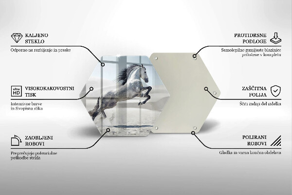 Deska szklana do kuchni Biały koń rumak