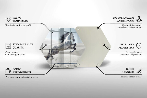Deska szklana do kuchni Biały koń rumak
