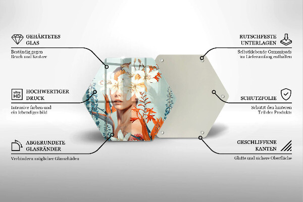 Deska szklana do kuchni Kobieta w kwiatach