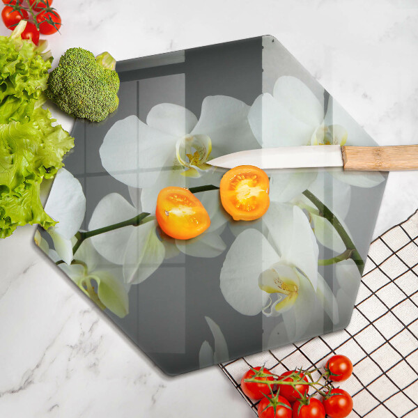 Deska szklana do kuchni Kwiaty biała orchidea