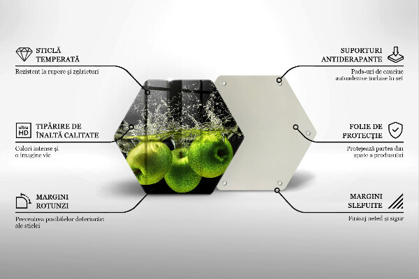 Deska szklana do kuchni Zielone jabłka i woda