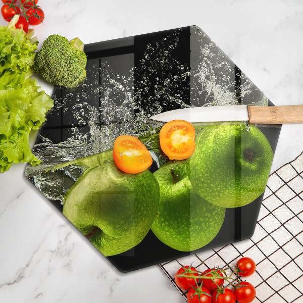 Deska szklana do kuchni Zielone jabłka i woda