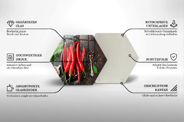 Deska szklana do kuchni Czerwone papryczki chili