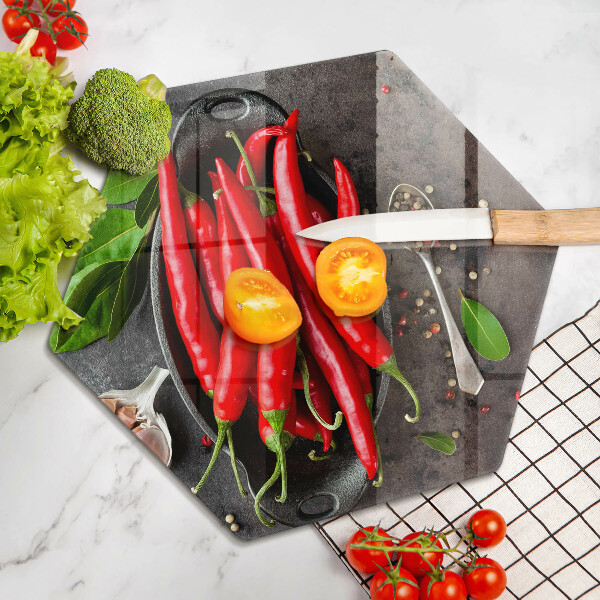 Deska szklana do kuchni Czerwone papryczki chili