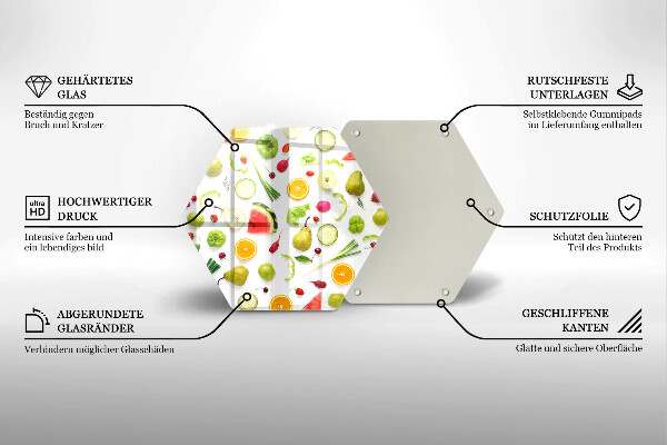 Deska szklana do kuchni Wzór owoce i warzywa