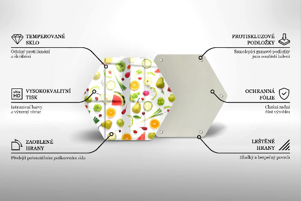 Deska szklana do kuchni Wzór owoce i warzywa
