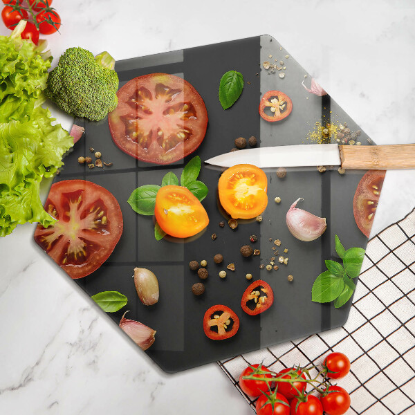 Deska szklana do kuchni Pomidory i przyprawy