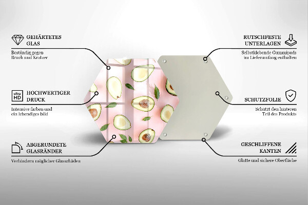 Deska szklana do kuchni Wzór awokado