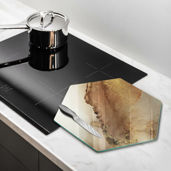 Deska szklana do kuchni Abstrakcja złoto