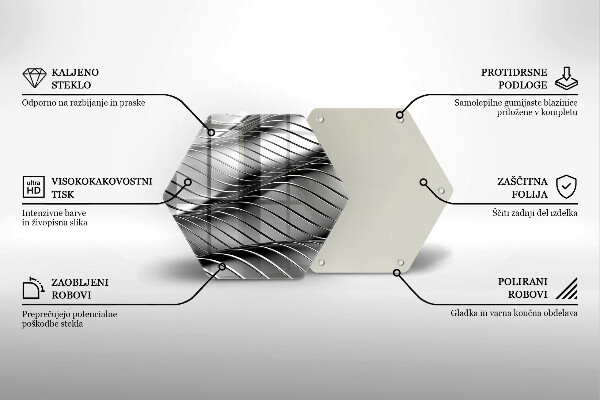 Deska szklana do kuchni Metalowa struktura 3D