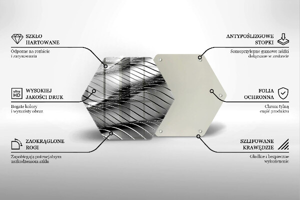 Deska szklana do kuchni Metalowa struktura 3D