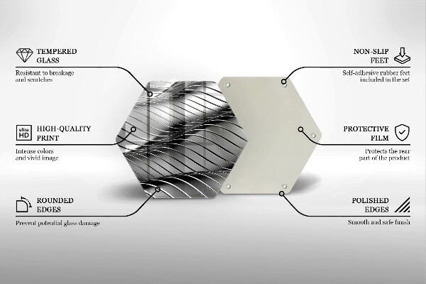 Deska szklana do kuchni Metalowa struktura 3D