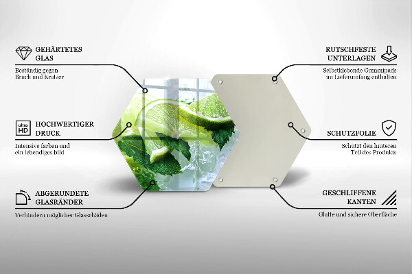 Deska szklana do kuchni Limonka mięta i lód