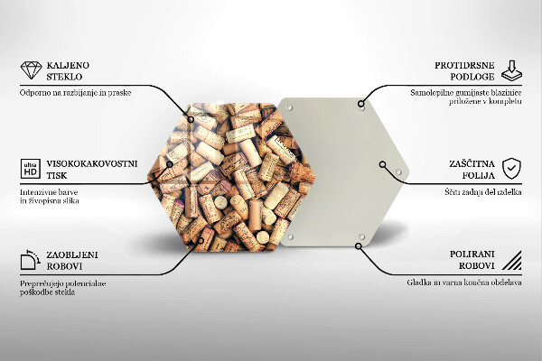 Deska szklana do kuchni Korki wina wzór