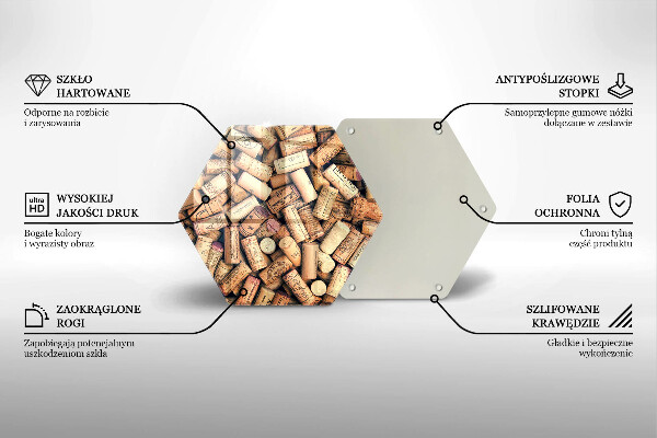 Deska szklana do kuchni Korki wina wzór