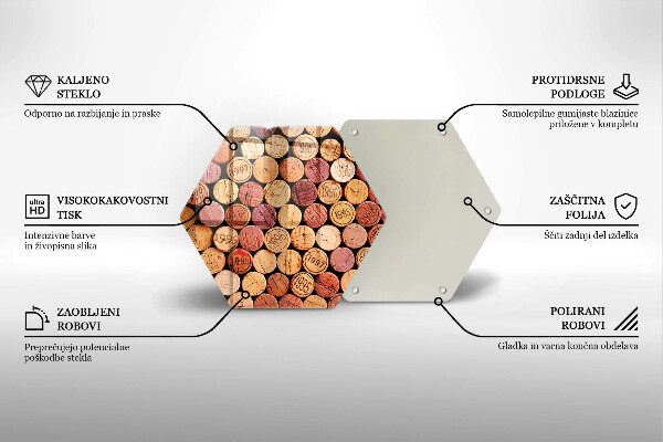 Deska szklana do kuchni Wzór korki wina