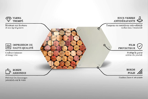 Deska szklana do kuchni Wzór korki wina