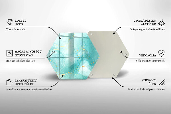 Deska kuchenna Błękitno-złota abstrakcja