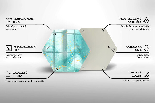 Deska kuchenna Błękitno-złota abstrakcja