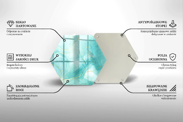 Deska kuchenna Błękitno-złota abstrakcja