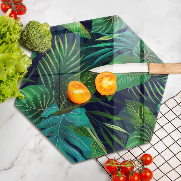 Deska szklana do kuchni Ilustracja dżungla liście