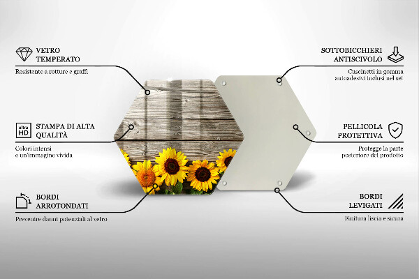 Deska szklana do kuchni Słoneczniki na deskach