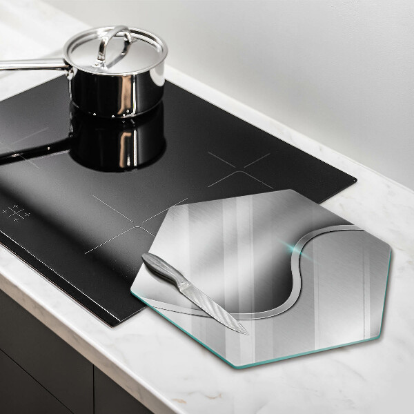 Deska szklana do kuchni Abstrakcja srebrny metal