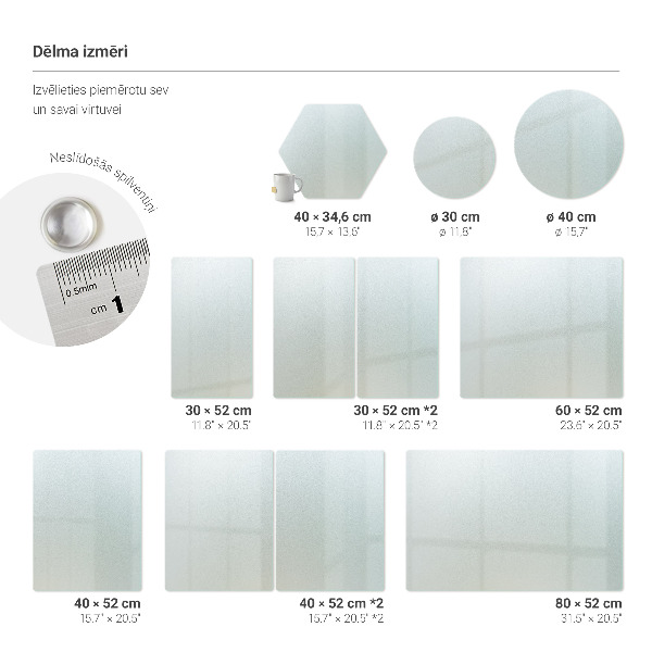 Podwójna szklana deska kuchenna, 2 sztuki, rozmiar 30 x 52 cm