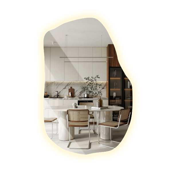 Nietypowe lustro z podświetleniem nowoczesna dekoracja 70x46 cm