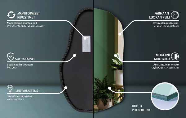 Lustro o nieregularnym kształcie led 80x52 cm