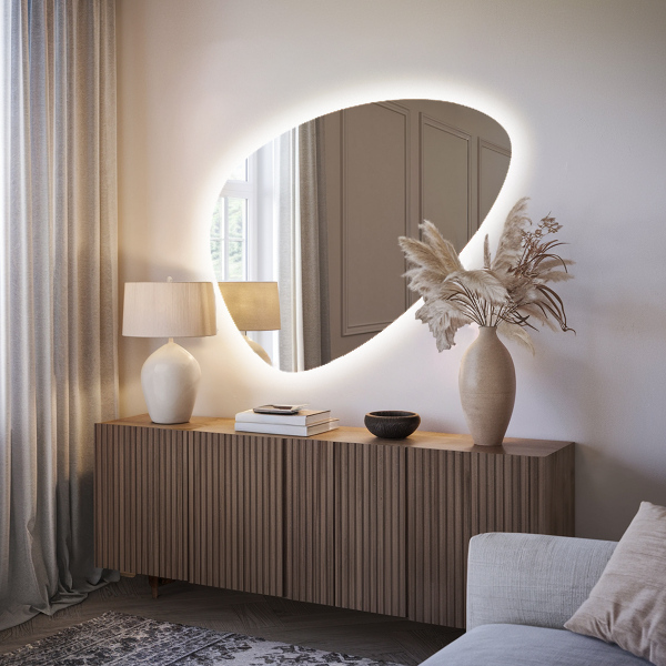 Organiczne lustro jajowate LED 50x70 cm