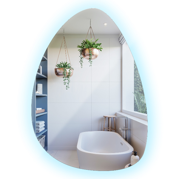 Organiczne lustro jajowate LED 50x70 cm