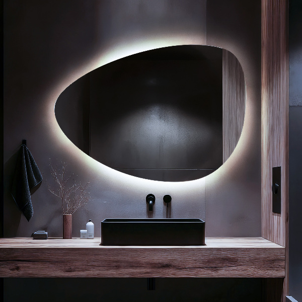Organiczne lustro jajowate LED 50x70 cm
